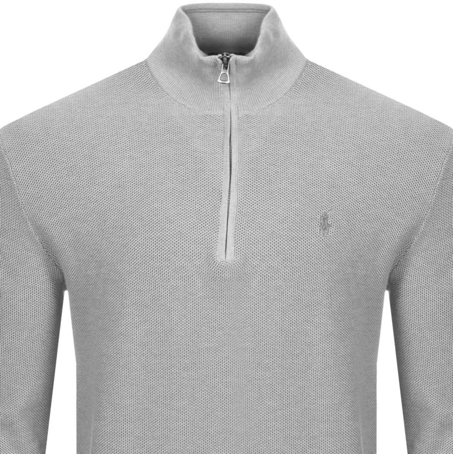 Alternative Image for ProductRalph Lauren Half Zip Waffle Knit Jumper Grey2